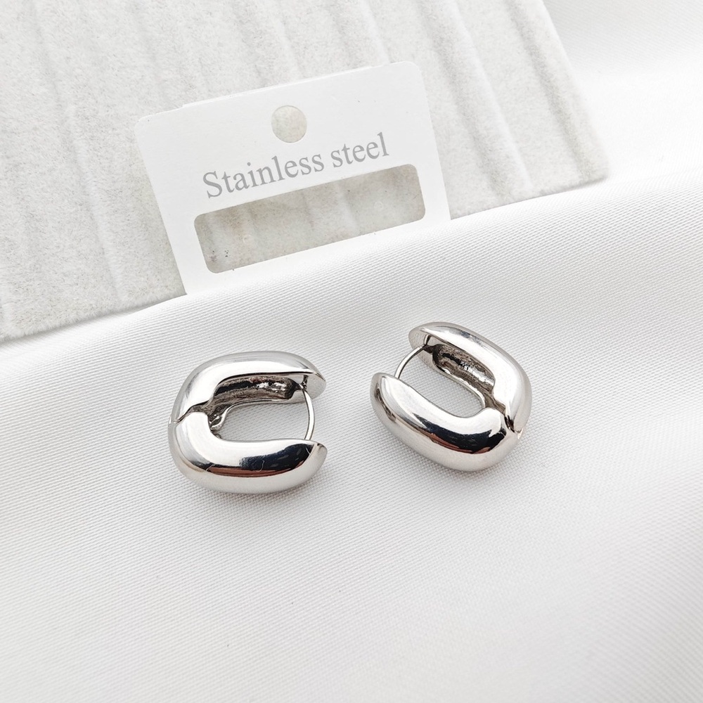 Stainless Steel Silver Hoop Earrings